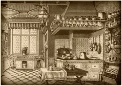 20th century kitchen interior