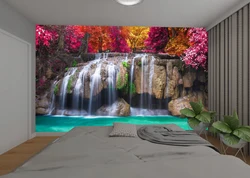 Waterfalls in the bedroom interior