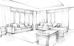 Living room interior sketches