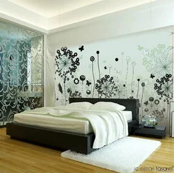 Bedroom interior with patterns