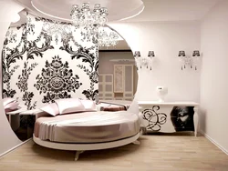 Bedroom interior with patterns