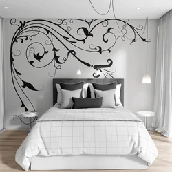 Bedroom interior with patterns