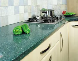 Kitchen interior green marble