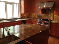 Kitchen interior green marble