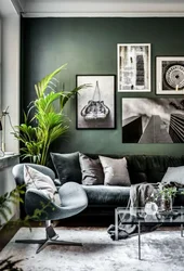 Black green living room interior