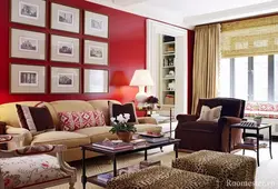 Beige Burgundy Living Room Interior