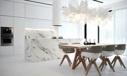 Marble table kitchen interiors