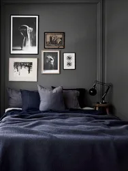 Gray men's bedroom interior