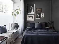 Gray men's bedroom interior