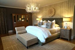 Lampshades in the bedroom interior