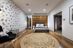 Wallpaper carpet living room interior