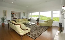 Wallpaper carpet living room interior