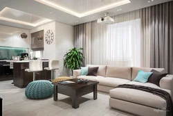3D interior of kitchen living room