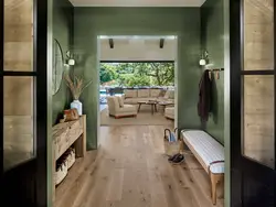 Gray green hallway interior