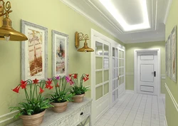 Gray green hallway interior