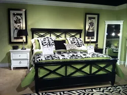 Black green bedroom interior