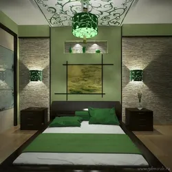 Black green bedroom interior