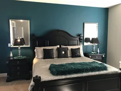 Black green bedroom interior