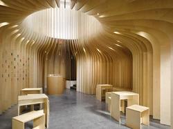 Living room interior made of plywood