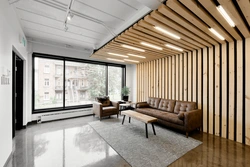Living room interior made of plywood