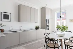 Gray cream kitchen interior