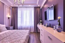 Lilac beige bedroom interior