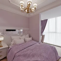 Lilac beige bedroom interior