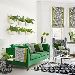 White flowers in the living room interior
