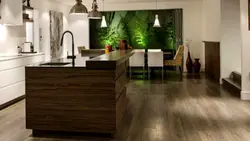 Kitchen interior wallpaper and floor