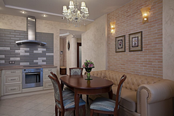 Kitchen Interior With White Stone