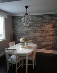 Kitchen interior with white stone