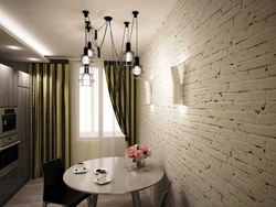 Kitchen interior with white stone