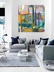 Gray Paintings In The Living Room Interior