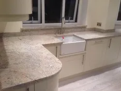 Beige marble in the kitchen interior