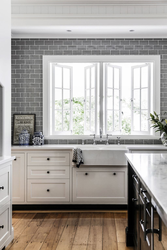 Gray Windows In The Kitchen Interior