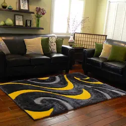 Living room interior with dark carpet