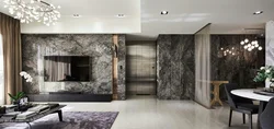 Gray marble in the living room interior