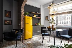 Loft sofa in the kitchen interior