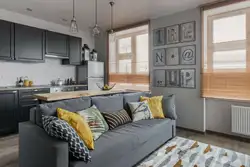 Loft sofa in the kitchen interior