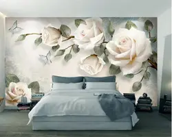 Rose flowers in the bedroom interior