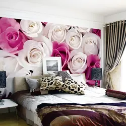 Rose flowers in the bedroom interior