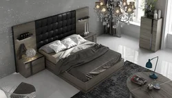 Bedroom interior bed with nightstand