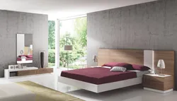 Bedroom interior bed with nightstand