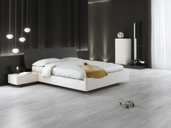 Gray linoleum in the bedroom interior