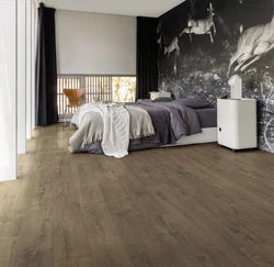 Gray linoleum in the bedroom interior