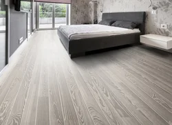 Gray linoleum in the bedroom interior