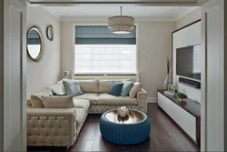 Living room interior with small windows