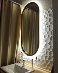 Bathtub with oval mirror interior