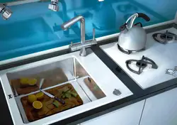 Kitchen interior stove and sink