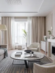 Bright living room interior what kind of curtains
